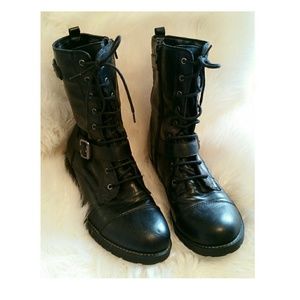 Black combat boots